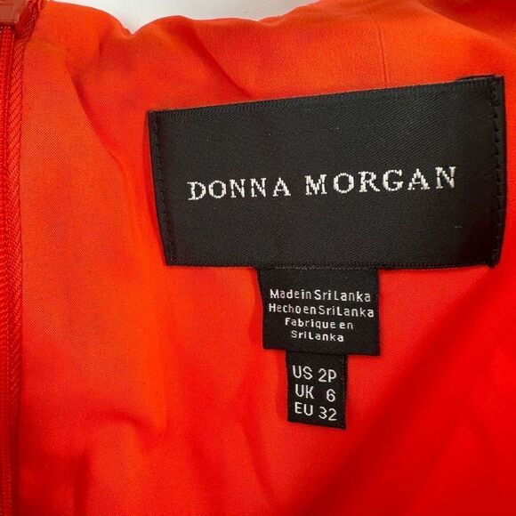 Donna Morgan‎ Colorblock Tiered Trapeze Midi Dress Pink Orange Size 2P Maxi - Picture 6 of 12